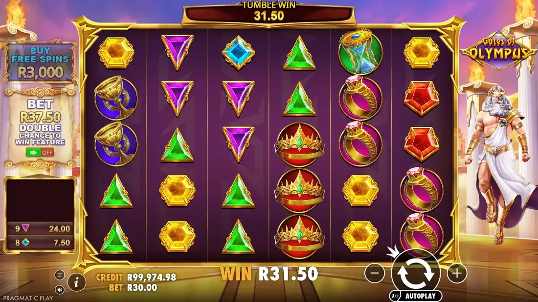 A spin of Gates of Olympus in the demo
